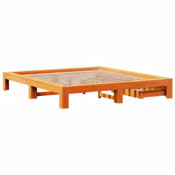vidaXL Bed Frame without Mattress Bed Wax Brown 200x200 cm Solid Wood Pine - Additional view 7