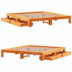 vidaXL Bed Frame without Mattress Bed Wax Brown 200x200 cm Solid Wood Pine - Additional view 8