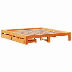 vidaXL Bed Frame without Mattress Bed Wax Brown Super King Solid Wood Pine - Additional view 2