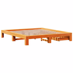 vidaXL Bed Frame without Mattress Bed Wax Brown Super King Solid Wood Pine - Additional view 7