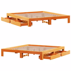 vidaXL Bed Frame without Mattress Bed Wax Brown Super King Solid Wood Pine - Additional view 8