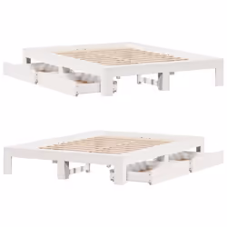 vidaXL Bed Frame without Mattress Bed Base White 160x200 cm Solid Wood Pine - Additional view 8