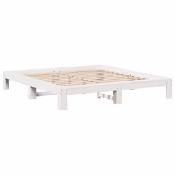 vidaXL Bed Frame without Mattress White 150x200 cm King Size Solid Wood Pine - Additional view 4