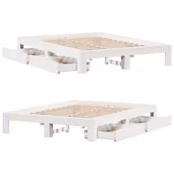 vidaXL Bed Frame without Mattress White 150x200 cm King Size Solid Wood Pine - Additional view 8