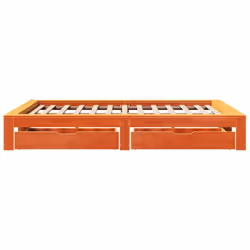 vidaXL Bed Frame without Mattress Bed Wax Brown King Size Solid Wood Pine - Additional view 6