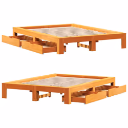 vidaXL Bed Frame without Mattress Bed Wax Brown King Size Solid Wood Pine - Additional view 8