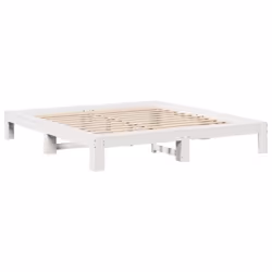 vidaXL Bed Frame without Mattress Bed Base White 140x200 cm Solid Wood Pine - Additional view 4