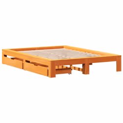 vidaXL Bed Frame without Mattress Bed Wax Brown 140x200 cm Solid Wood Pine - Additional view 2