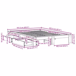 vidaXL Bed Frame without Mattress Bed Wax Brown 140x200 cm Solid Wood Pine - Additional view 3