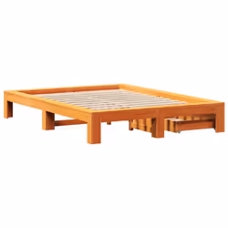 vidaXL Bed Frame without Mattress Bed Wax Brown 140x200 cm Solid Wood Pine - Additional view 7