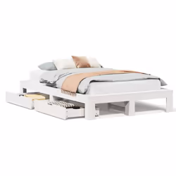 vidaXL Bed Frame without Mattress Bedroom Bedstead Bed Base Solid Wood Pine - white, 120 x 200 cm