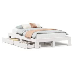 vidaXL Bed Frame without Mattress Bedroom Bedstead Bed Base Solid Wood Pine - white, 120 x 200 cm