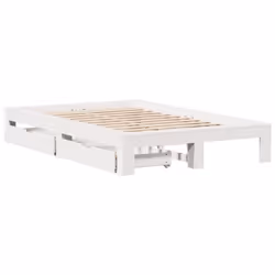 vidaXL Bed Frame without Mattress Bedroom Bedstead Bed Base Solid Wood Pine - white, 120 x 200 cm