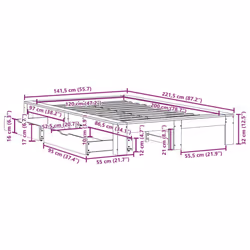 vidaXL Bed Frame without Mattress Bedroom Bedstead Bed Base Solid Wood Pine - white, 120 x 200 cm