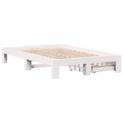 vidaXL Bed Frame without Mattress Bedroom Bedstead Bed Base Solid Wood Pine - white, 120 x 200 cm - Additional view 7