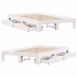 vidaXL Bed Frame without Mattress Bedroom Bedstead Bed Base Solid Wood Pine - white, 120 x 200 cm - Additional view 8