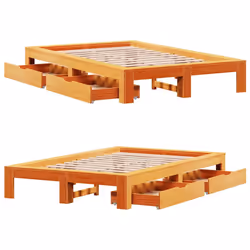 vidaXL Bed Frame without Mattress Bed Wax Brown 120x200 cm Solid Wood Pine - Additional view 8