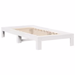 vidaXL Bed Frame without Mattress Bedroom Bedstead Bed Base Solid Wood Pine - white, 100 x 200 cm - Additional view 4