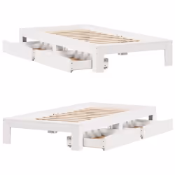 vidaXL Bed Frame without Mattress Bedroom Bedstead Bed Base Solid Wood Pine - white, 100 x 200 cm - Additional view 8