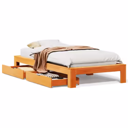vidaXL Bed Frame without Mattress Bed Wax Brown 100x200 cm Solid Wood Pine - Additional view 4