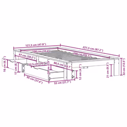 vidaXL Bed Frame without Mattress Bed Wax Brown 100x200 cm Solid Wood Pine - Additional view 5