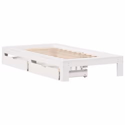 vidaXL Bed Frame without Mattress Bedroom Bedstead Bed Base Solid Wood Pine - white, 90 x 200 cm - Additional view 2