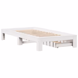 vidaXL Bed Frame without Mattress Bedroom Bedstead Bed Base Solid Wood Pine - white, 90 x 200 cm - Additional view 7