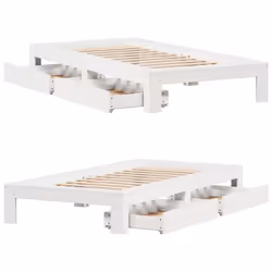 vidaXL Bed Frame without Mattress Bedroom Bedstead Bed Base Solid Wood Pine - white, 90 x 200 cm - Additional view 8