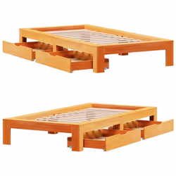 vidaXL Bed Frame without Mattress Bedroom Bedstead Bed Base Solid Wood Pine - wax brown, 90 x 200 cm - Additional view 8