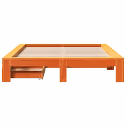 vidaXL Bed Frame without Mattress Bed Wax Brown 140x190 cm Solid Wood Pine - Additional view 4
