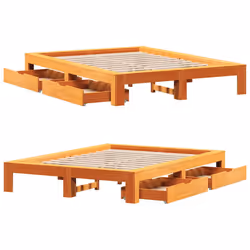 vidaXL Bed Frame without Mattress Bed Wax Brown 140x190 cm Solid Wood Pine - Additional view 8