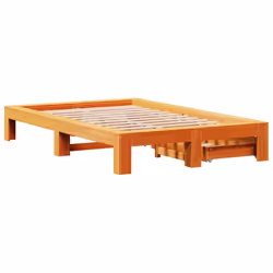 vidaXL Bed Frame without Mattress Wax Brown 135x190 cm Double Solid Wood Pine - Additional view 7