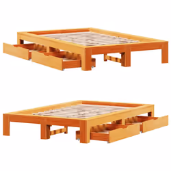 vidaXL Bed Frame without Mattress Wax Brown 135x190 cm Double Solid Wood Pine - Additional view 8