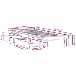 vidaXL Bed Frame without Mattress Wax Brown 90x190 cm Single Solid Wood Pine - Additional view 5