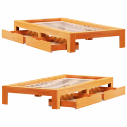 vidaXL Bed Frame without Mattress Wax Brown 90x190 cm Single Solid Wood Pine - Additional view 8