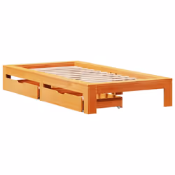 vidaXL Bed Frame without Mattress Bed Wax Brown Small Single Solid Wood Pine - Additional view 2