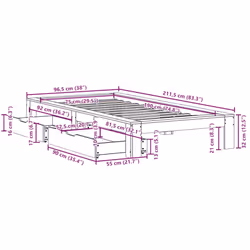 vidaXL Bed Frame without Mattress Bed Wax Brown Small Single Solid Wood Pine - Additional view 5