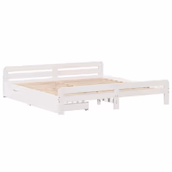 vidaXL Bed frame without Mattress Bed Wax Solid Wood Pine - white, 200 x 200 cm - Additional view 2