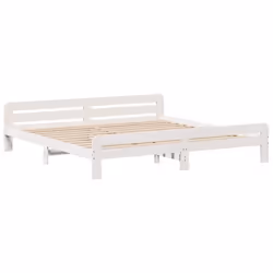 vidaXL Bed frame without Mattress Bed Wax Solid Wood Pine - white, 200 x 200 cm - Additional view 4