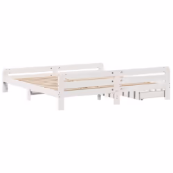 vidaXL Bed frame without Mattress Bed Wax Solid Wood Pine - white, 200 x 200 cm - Additional view 7