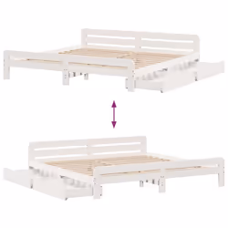 vidaXL Bed frame without Mattress Bed Wax Solid Wood Pine - white, 200 x 200 cm - Additional view 8