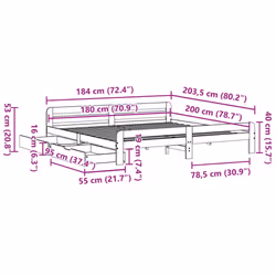 vidaXL Bed frame without Mattress Bed Wax Solid Wood Pine - white, 180 x 200 cm