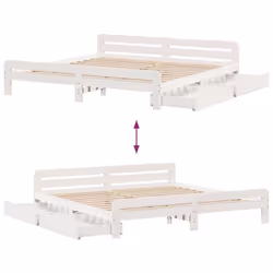 vidaXL Bed frame without Mattress Bed Wax Solid Wood Pine - white, 180 x 200 cm - Additional view 8