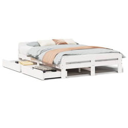 vidaXL Bed frame without Mattress Bed Wax Solid Wood Pine - white, 150 x 200 cm