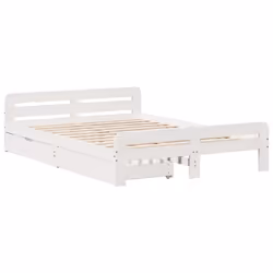 vidaXL Bed frame without Mattress Bed Wax Solid Wood Pine - white, 150 x 200 cm