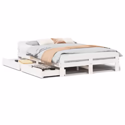 vidaXL Bed frame without Mattress Bed Wax Solid Wood Pine - white, 140 x 190 cm