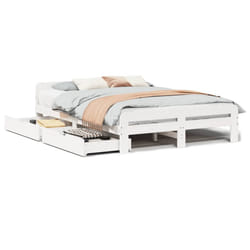 vidaXL Bed frame without Mattress Bed Wax Solid Wood Pine - white, 140 x 190 cm