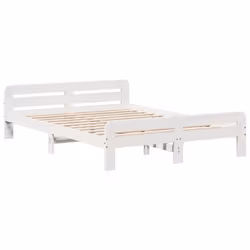 vidaXL Bed frame without Mattress Bed Wax Solid Wood Pine - white, 140 x 190 cm - Additional view 4
