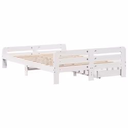vidaXL Bed frame without Mattress Bed Wax Solid Wood Pine - white, 140 x 190 cm - Additional view 7