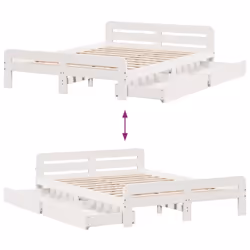 vidaXL Bed frame without Mattress Bed Wax Solid Wood Pine - white, 140 x 190 cm - Additional view 8